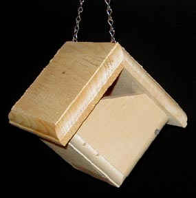 Wooden Carolina Wren House.  Wide Opening.  Made of Eastern Pine.  Metal chain for hanging