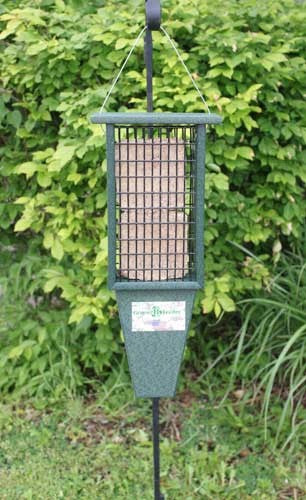 Green Recycled Plastic Suet Feeder with Tail Prop.  Holds two cakes.