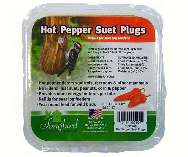 Hot Pepper Suet Plugs/Logs