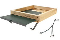 Woodlink 3 in 1 platform feeder shows legs, hanging cable and pull out screen 